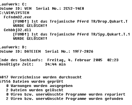 Das Antivirenprogramm AntiVir hat das Trojanische Pferd entdeckt und eliminiert. Danke!